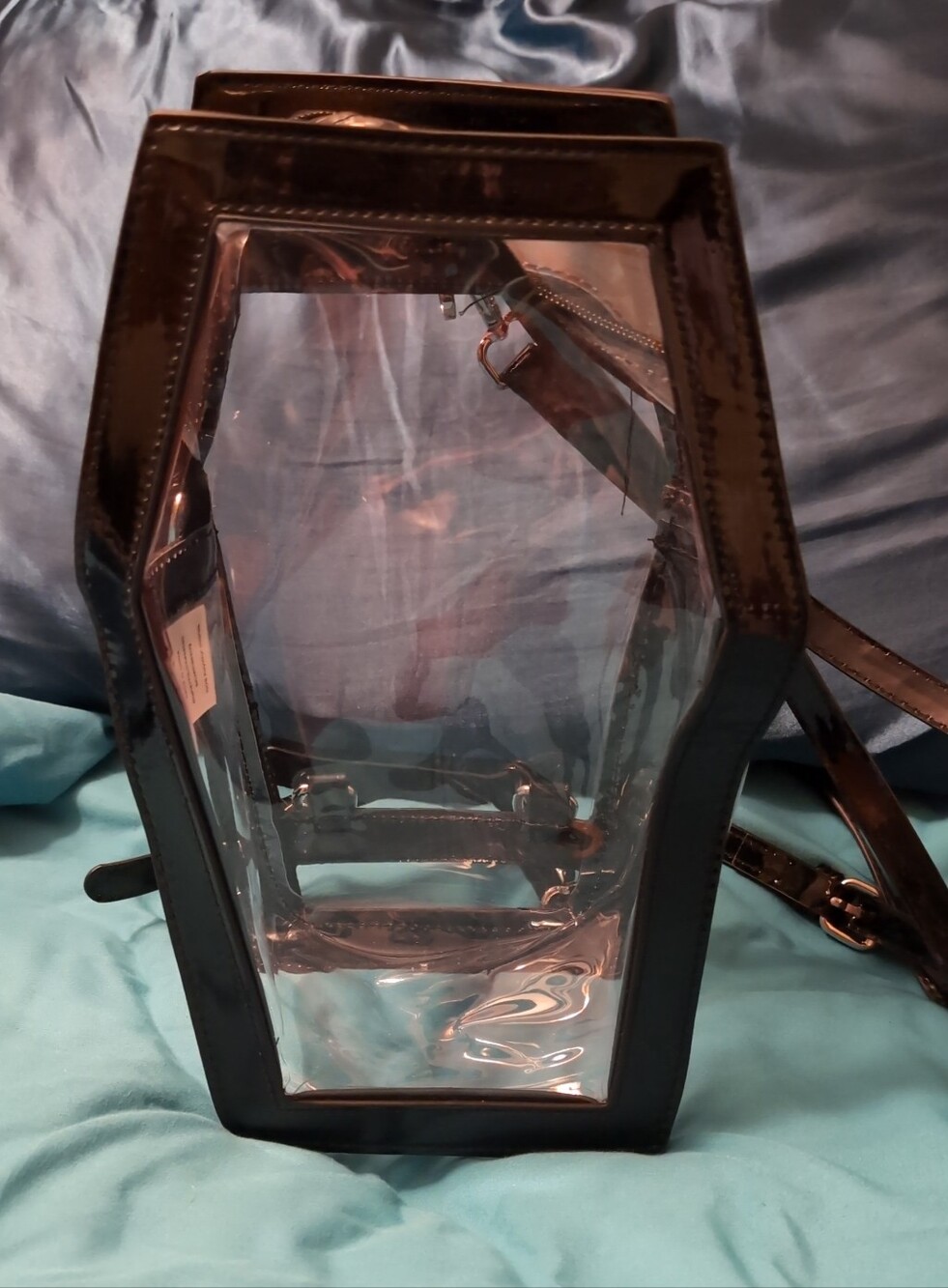 Spirit Halloween Clear Coffin-Shaped Crossbody Bag/Bookbag